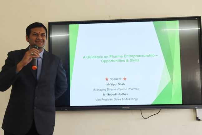 Guest Lecture on Pharma Entrepreneurship by Epione Pharma Experts at Suryadatta College of Pharmacy